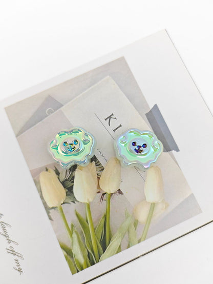 UV Plating Tiny Sheep Acrylic Flat Beads 24mm Glossy Face 50pcs 16