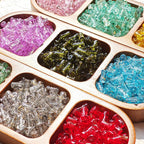 Bamboo Brushed Transparent Glass Beads 6x12mm Mixed Colors 50pcs
