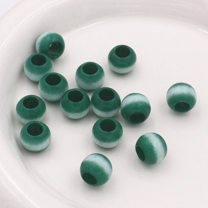 Large Hole Gradient Striped Round Acrylic Beads 10mm 20pcs 9