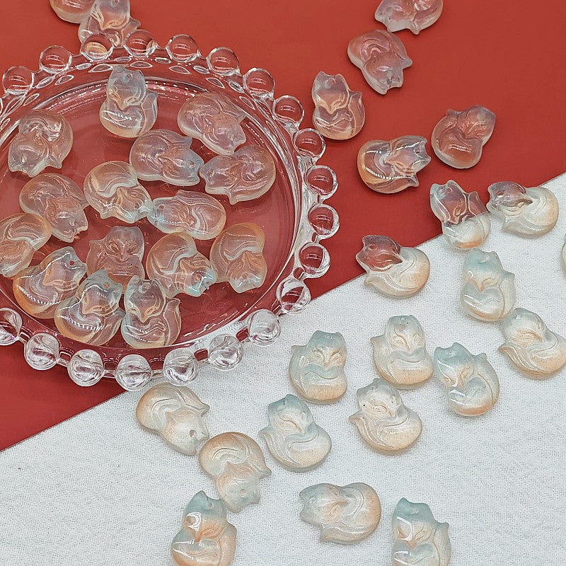 Czech Glass Beads Fox 18mm Translucent Pastel Colors 25pcs 19