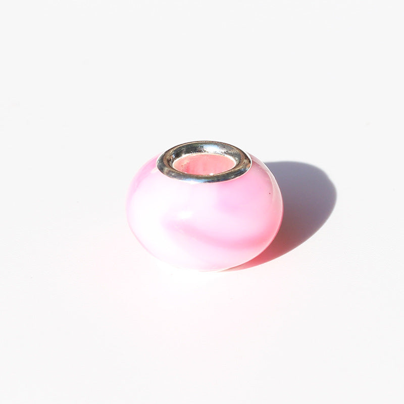 Blooming Color Marble Resin Spacer Beads 14mm Glossy Metal-Lined Hole 100pcs 9