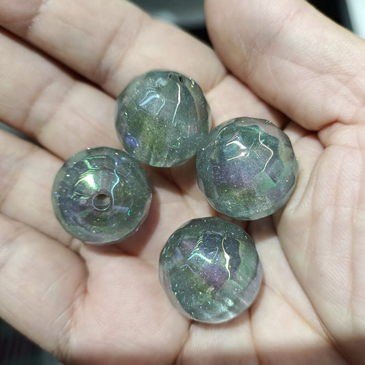 Plated Bubblegum Beads 20mm UV Faceted Glitter Disco 50pcs 2