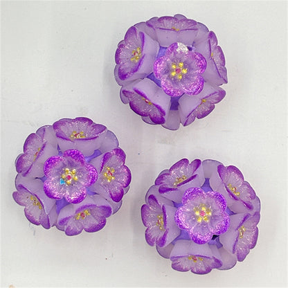 Flower Clay Beads 22mm Shimmer Five Petal Cluster Bubblegum 10pcs 4
