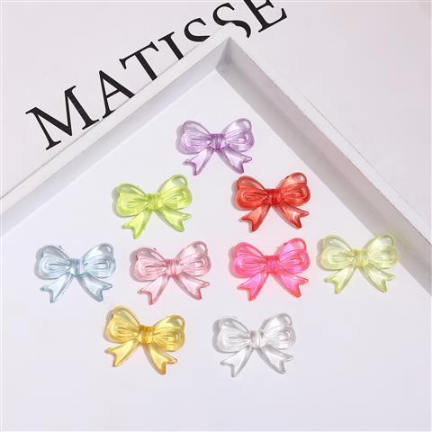 Colored Clear Bow Ribbon Acrylic Beads 18mm Translucent 100pcs 4