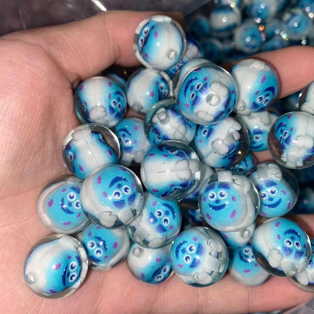 Clear Acrylic Round Beads 16mm Cartoon Figures 20pcs 5