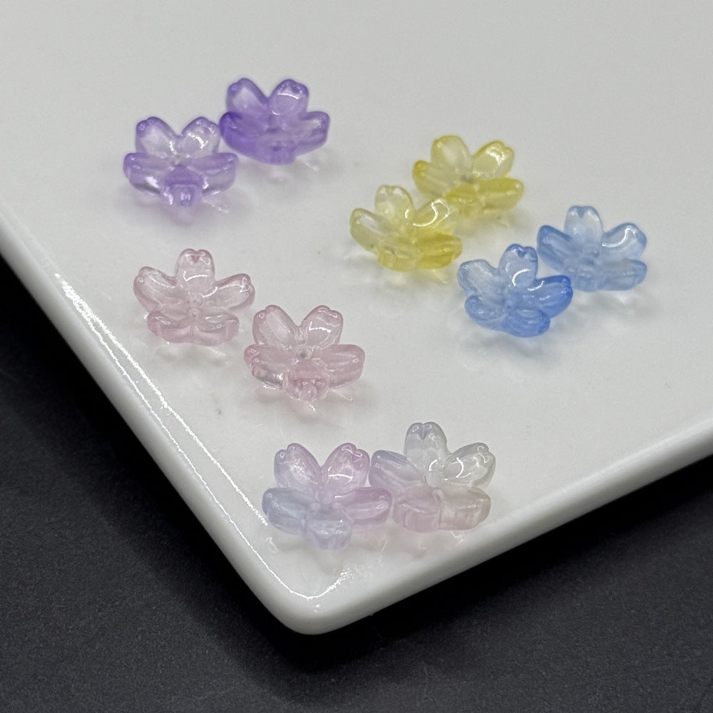 Iridescent Cherry Blossom Glass Beads 10mm Assorted Colors 100pcs 2