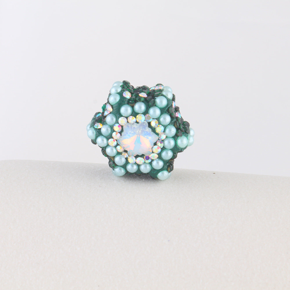 Polymer Clay Hexagonal Star Rhinestone Beads 23mm Full Rhinestone 6pcs 11