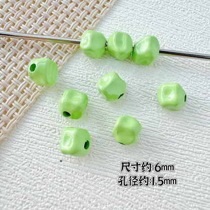 Heart Stone Metal Beads 6mm 9mm Glossy Painted Pastel Colors 50pcs 19