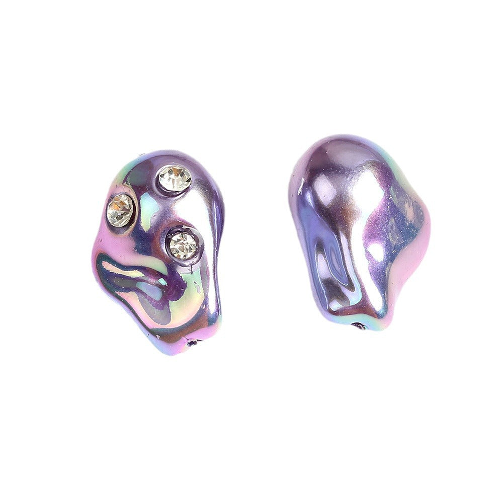 Irregular Acrylic Beads ABS Plastic Imitation Pearl Rhinestone 10pcs 5
