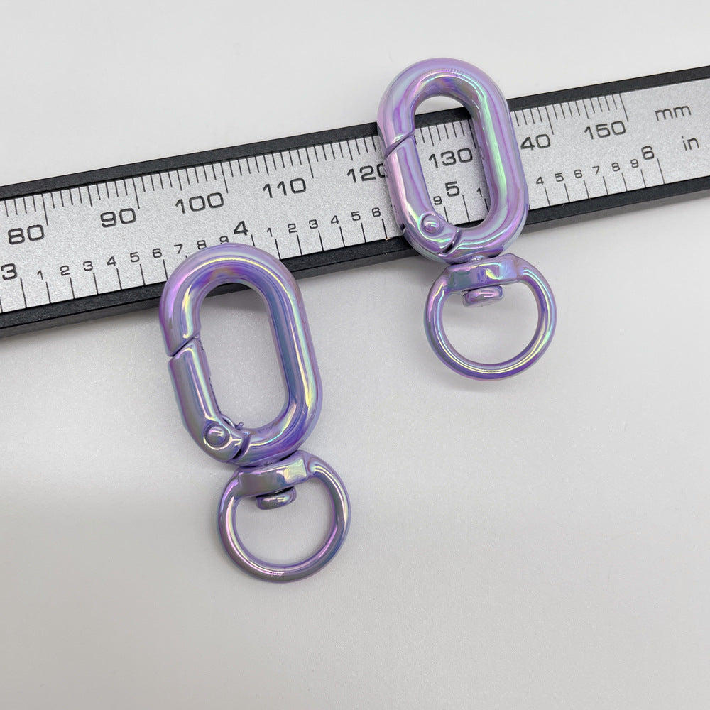 Colorful Zinc Alloy O Shaped Swivel Buckle Keychain Clasps 38mm 5pcs 14