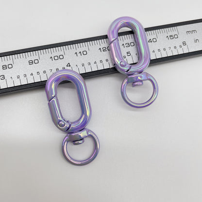 Colorful Zinc Alloy O Shaped Swivel Buckle Keychain Clasps 38mm 5pcs 14