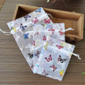 Organza Drawstring Bags Metallic Butterfly Puppy Paw Pattern 10pcs 4