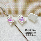 Square Teddy Bear and Luggage Metal Beads 12mm Colorful Painted 10pcs 6