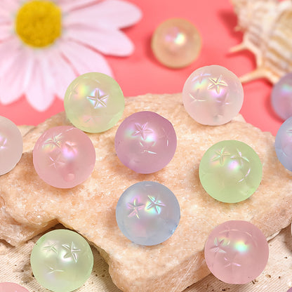 Matte Star Acrylic Beads 16mm Pastel Colors Round 50pcs