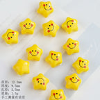 Smiley Star Ceramic Beads 12mm Glazed Multicolor 10pcs 6