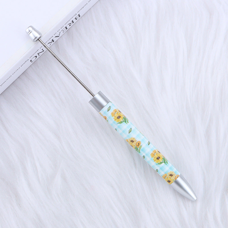 Beadable Ballpoint Pen Printed Flag Sunflower Pattern Long 167mm 14