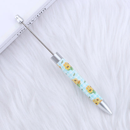 Beadable Ballpoint Pen Printed Flag Sunflower Pattern Long 167mm 14