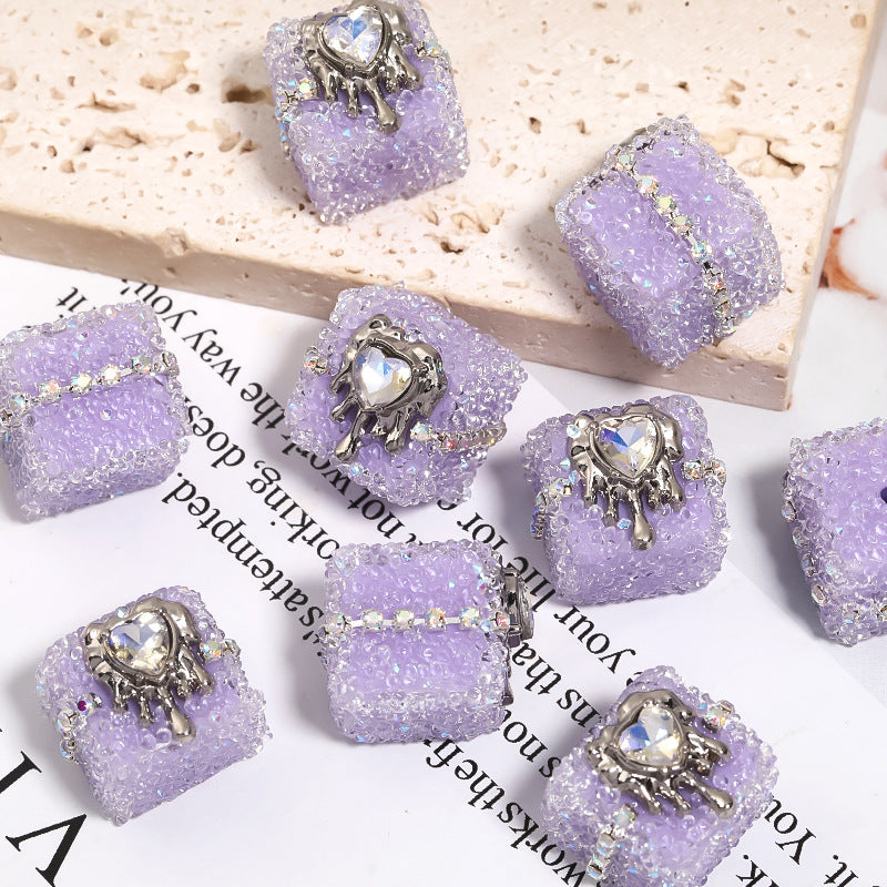 Crocore Square Rhinestone Beads 21mm Acrylic Textured Facet 5pcs 10