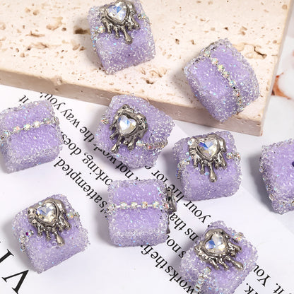 Crocore Square Rhinestone Beads 21mm Acrylic Textured Facet 5pcs 10