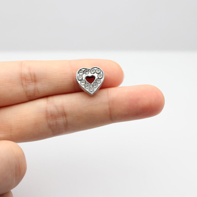 Chrome Alloy Rhinestone Beads Star Heart Crown Shapes 4pcs 8