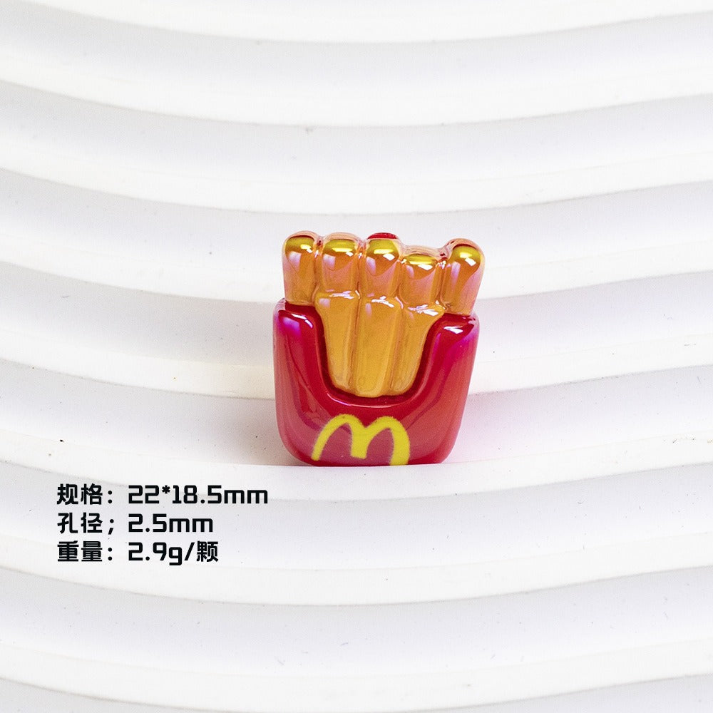 Glossy Fast Food Resin Beads Playful Miniature Set 10pcs 8