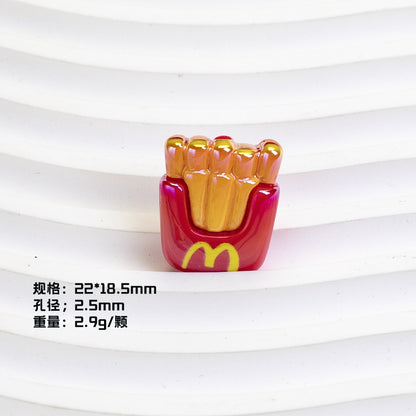Glossy Fast Food Resin Beads Playful Miniature Set 10pcs 8
