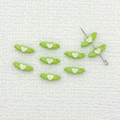 Heart Wing Metal Beads 14mm Bright Enamel Painted Alloy 20pcs 9