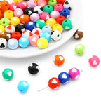 Heart Round Acrylic Beads 12mm Colored Striped Printed 10pcs 6