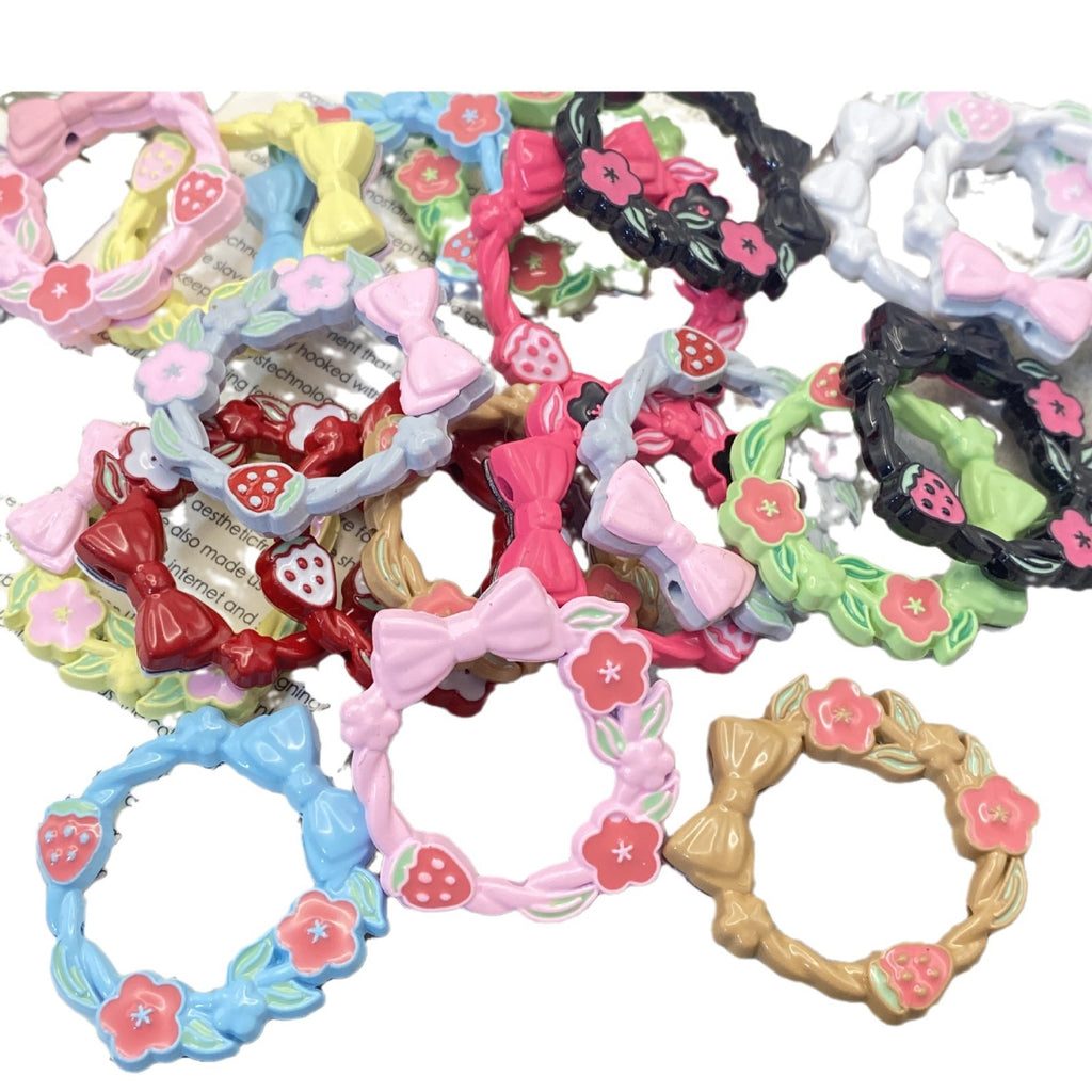 Bow Wreath Metal Beads 31mm Painted Enamel Alloy 10pcs 4