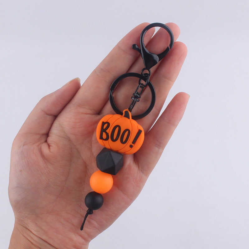 Halloween Silicone Bead Keychain Colorful Spooky Characters Durable 4