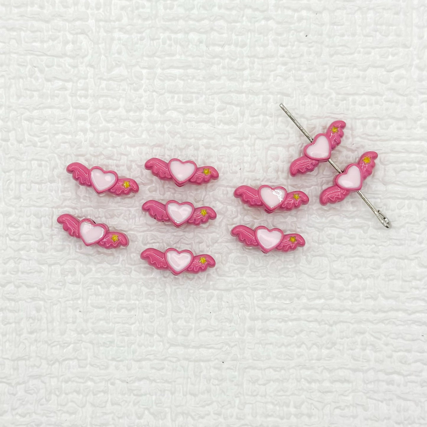 Heart Wing Metal Beads 14mm Bright Enamel Painted Alloy 20pcs 13