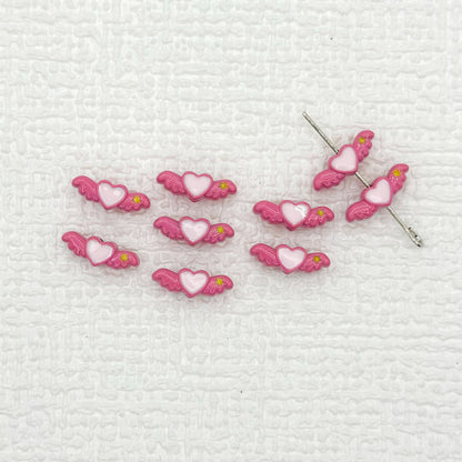 Heart Wing Metal Beads 14mm Bright Enamel Painted Alloy 20pcs 13