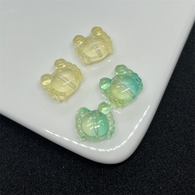 Small Crab Glass Beads 14mm Transparent Assorted Colors 100pcs 3