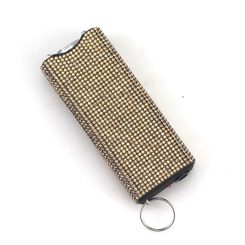 Rhinestone Self Defense Keychain Rechargeable Flashlight Electric Shock 21