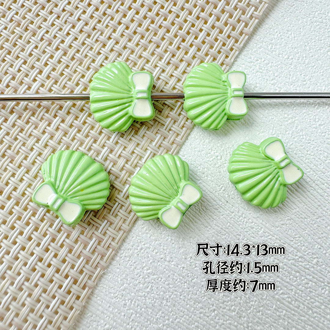 Shell and Mermaid Tail Metal Beads 14mm Glossy Pastel Painted Alloy 10pcs 9
