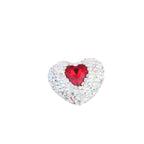 Rhinestone Heart Clay Beads 24mm White Sparkling Center 6pcs 5
