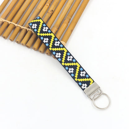 Bohemian Style Wristlet Keychain Antique Silver Polyester 2pcs 17cm 14