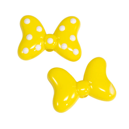 Sweet Polka Dotted Bow Acrylic Beads 29mm Colorful Mixed 10pcs 16