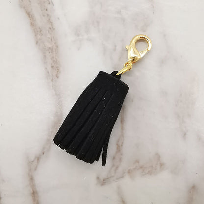 Mini Chunky Tassel Keychain PU Leather with Metal Clasp 8pcs 11