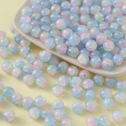 Gradient Crackle Round Glass Beads 10mm Pastel Mixed Colors 100pcs 27