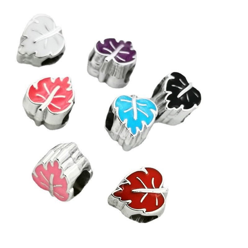 Leaf Enamel CCB Plastic Beads 12mm Colorful Mixed 50pcs 3