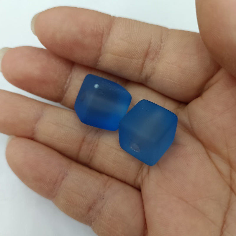 Rubberized Ice Texture Square Acrylic Beads 14mm Frosted Matte 100pcs 10