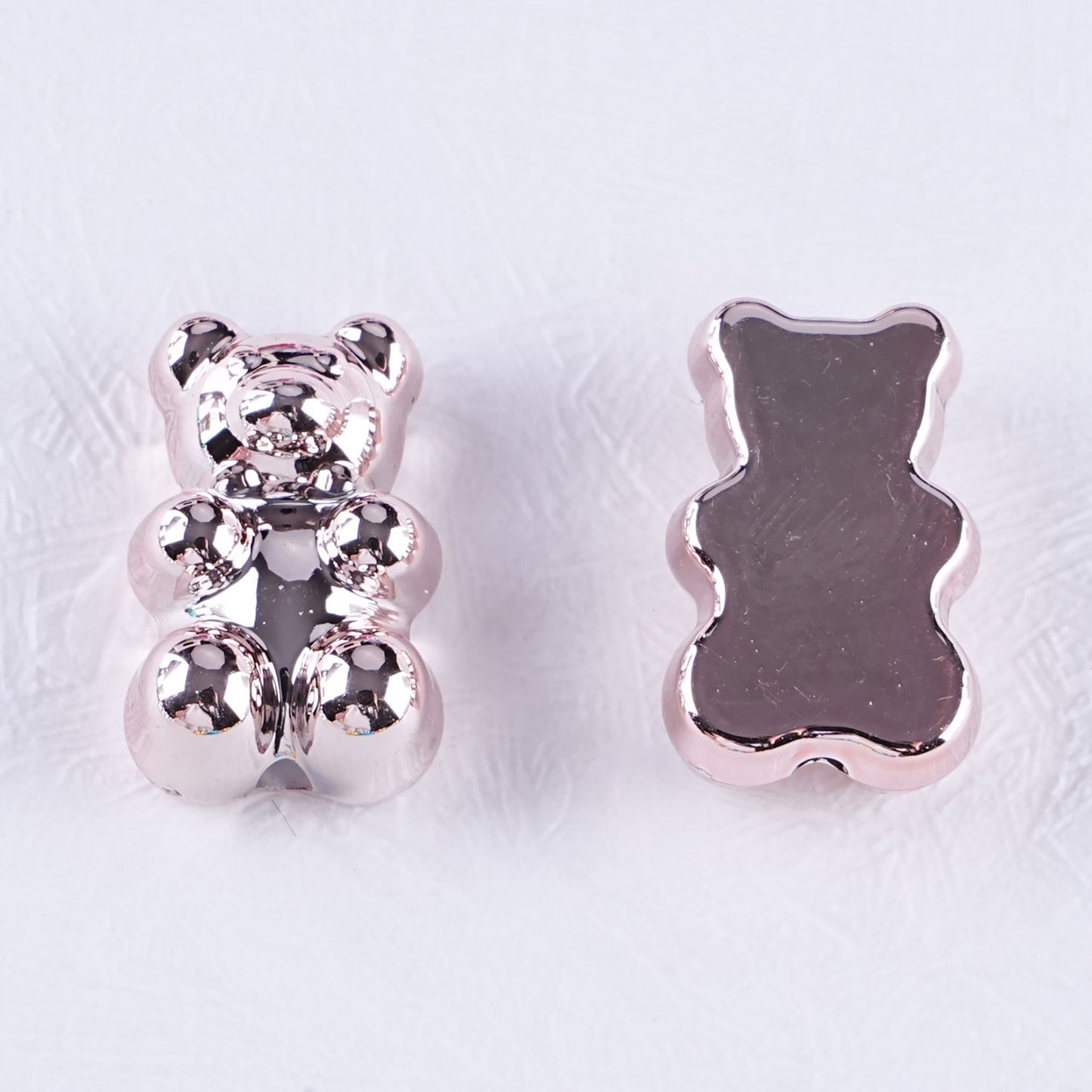 Plating Teddy Bear Acrylic Beads 18mm Metallic Colored 100pcs 11