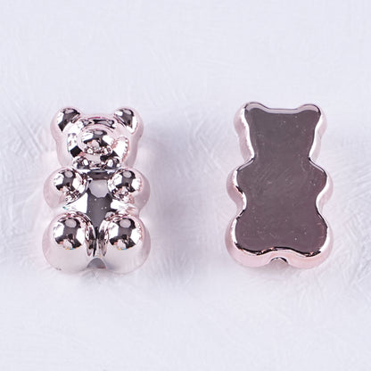 Plating Teddy Bear Acrylic Beads 18mm Metallic Colored 100pcs 11