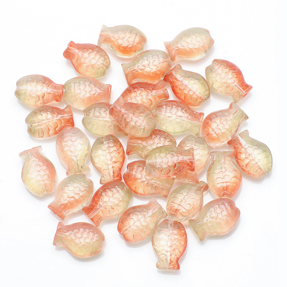 Electroplated Small Fish Glass Beads 10x14mm Translucent 30pcs 22