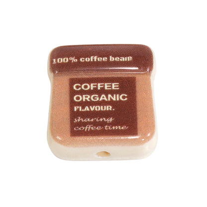 Square Acrylic Beads 19mm Coffee Bag Design 10pcs 9