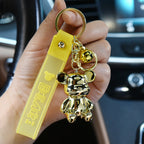 Acrylic Electroplated Bear Keychain with Silicone Strap Colorful Charm 5