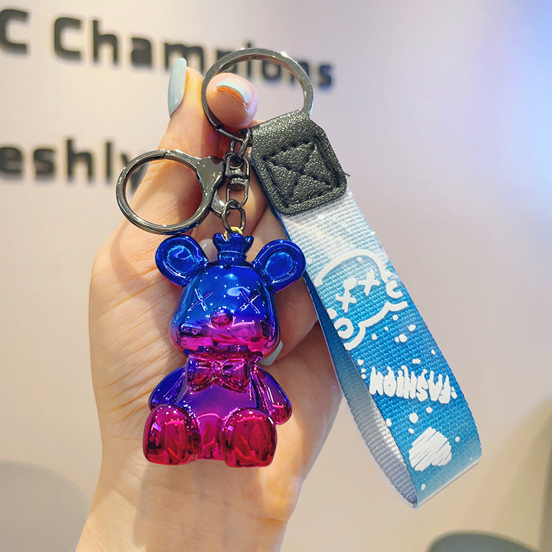 Resin Crown Bear Keychain Metallic Finish Cartoon Charm 9