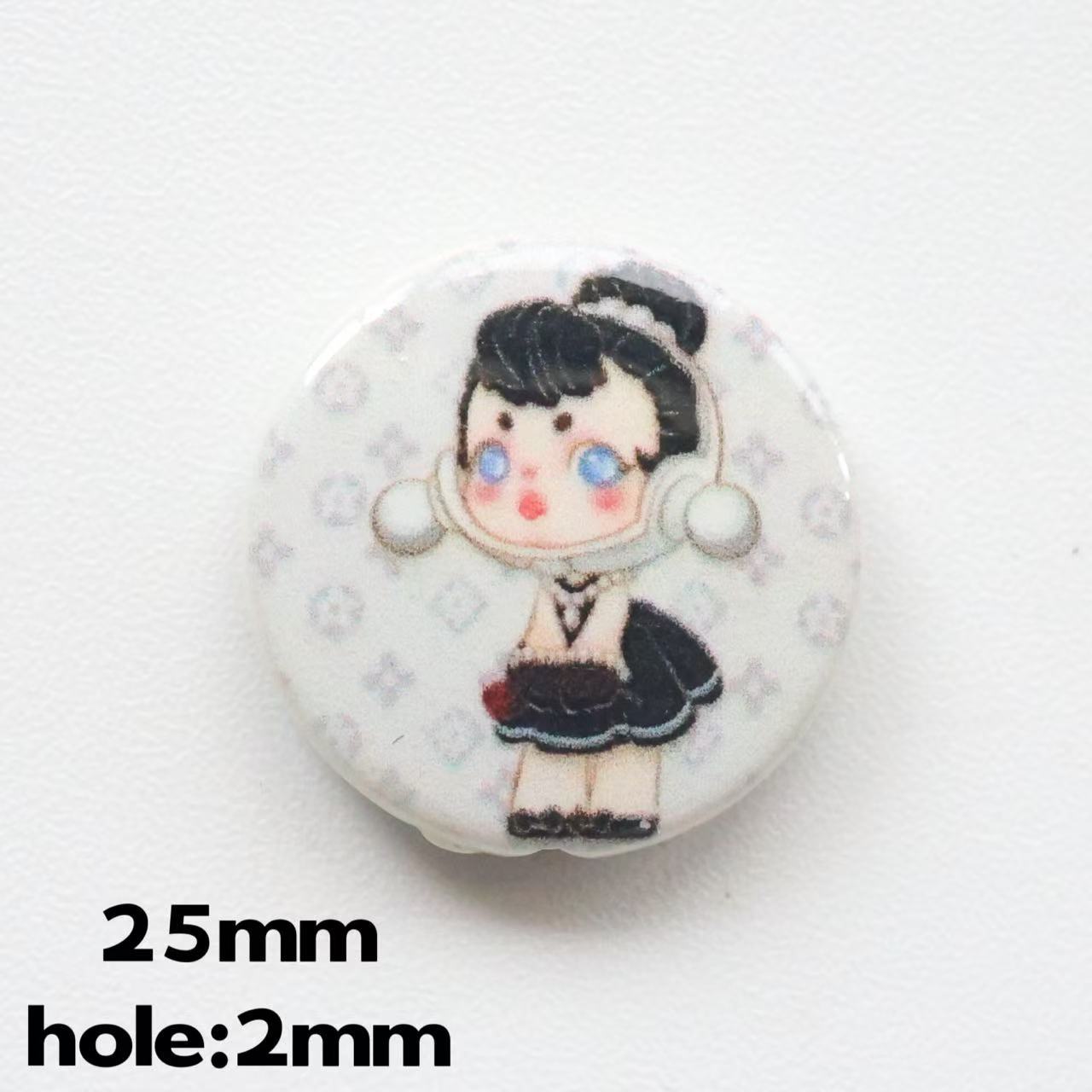 Flat Pop Art Acrylic Beads 25mm Printed Character Design 20pcs 14