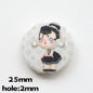Flat Pop Art Acrylic Beads 25mm Printed Character Design 20pcs 14